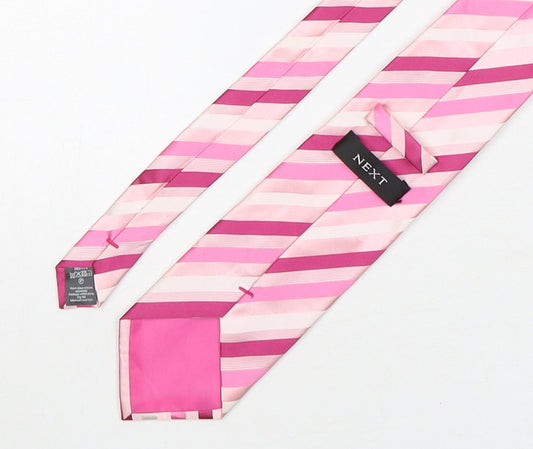 NEXT Mens Pink Striped Polyester Pointed Tie One Size
