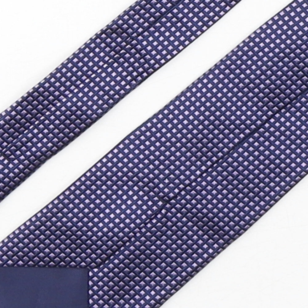Brand and care label for Marks & Spencer men’s purple plaids & checks silk pointed tie one size