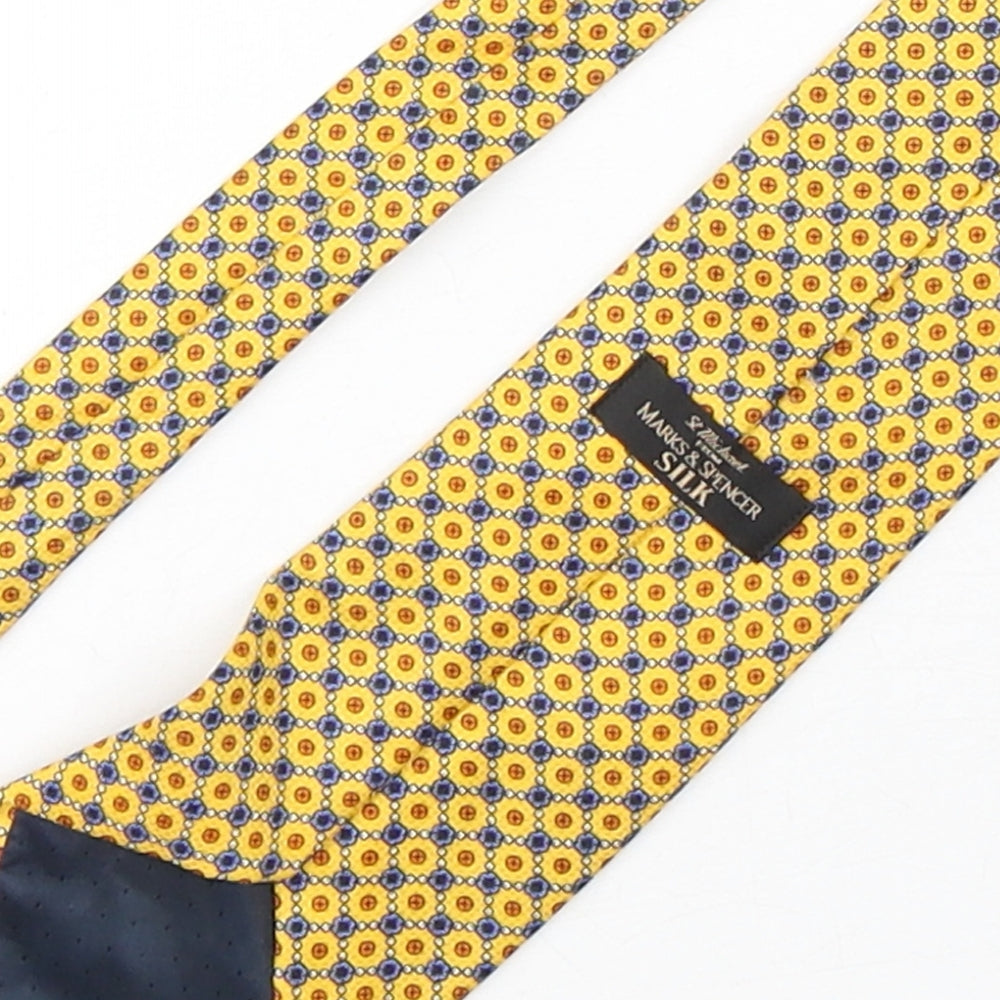 Marks and Spencer Mens Multicoloured Geometric Silk Pointed Tie One Size