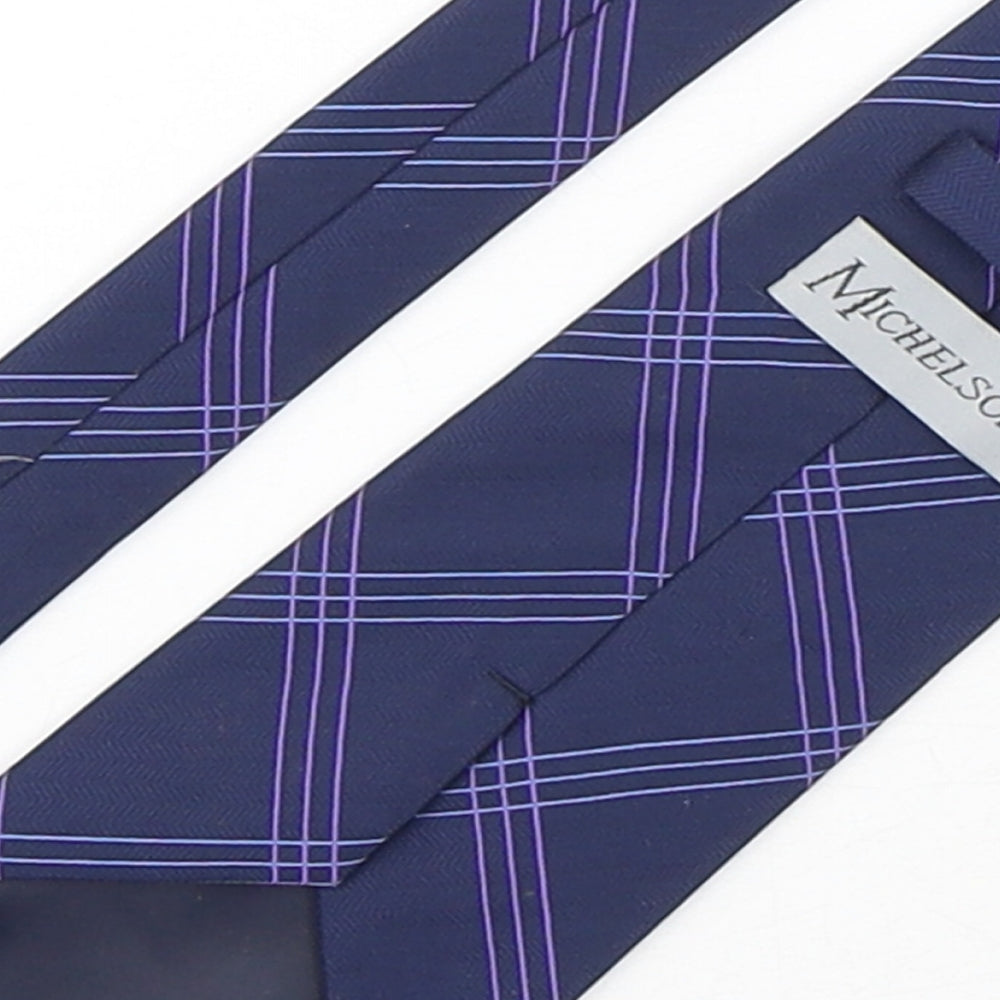 Michelsons Mens Purple Plaids & Checks Polyester Pointed Tie One Size