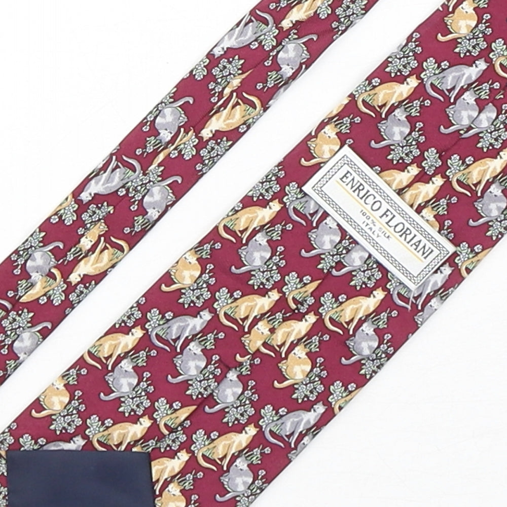 Brand and care label for Enrico Floriani men’s multicoloured geometric silk pointed tie one size