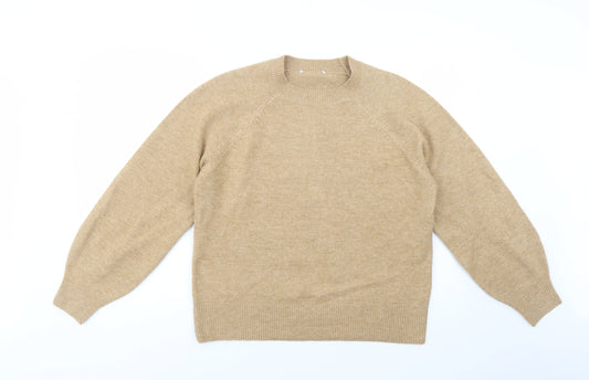 Additional front view of Tu women’s beige crew neck acrylic jumper, size UK 12