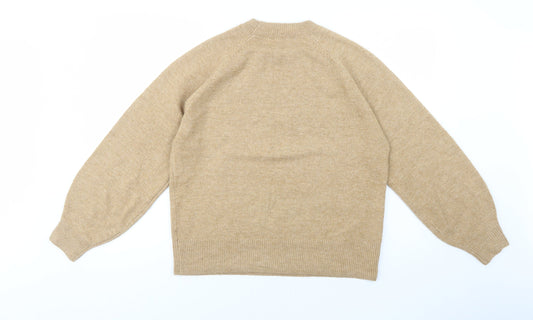 TU Womens Beige Crew Neck Acrylic Pullover Jumper Size 12