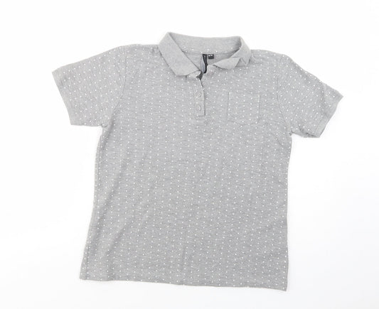 Womens UK Size 8 Essentials Grey Basic Polo