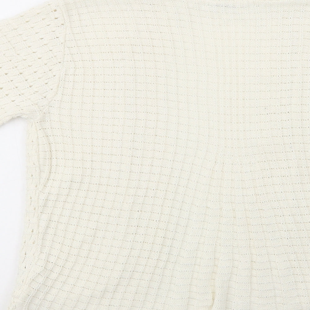 Womens UK Size M Pure & Natural White Cardigan Jumper