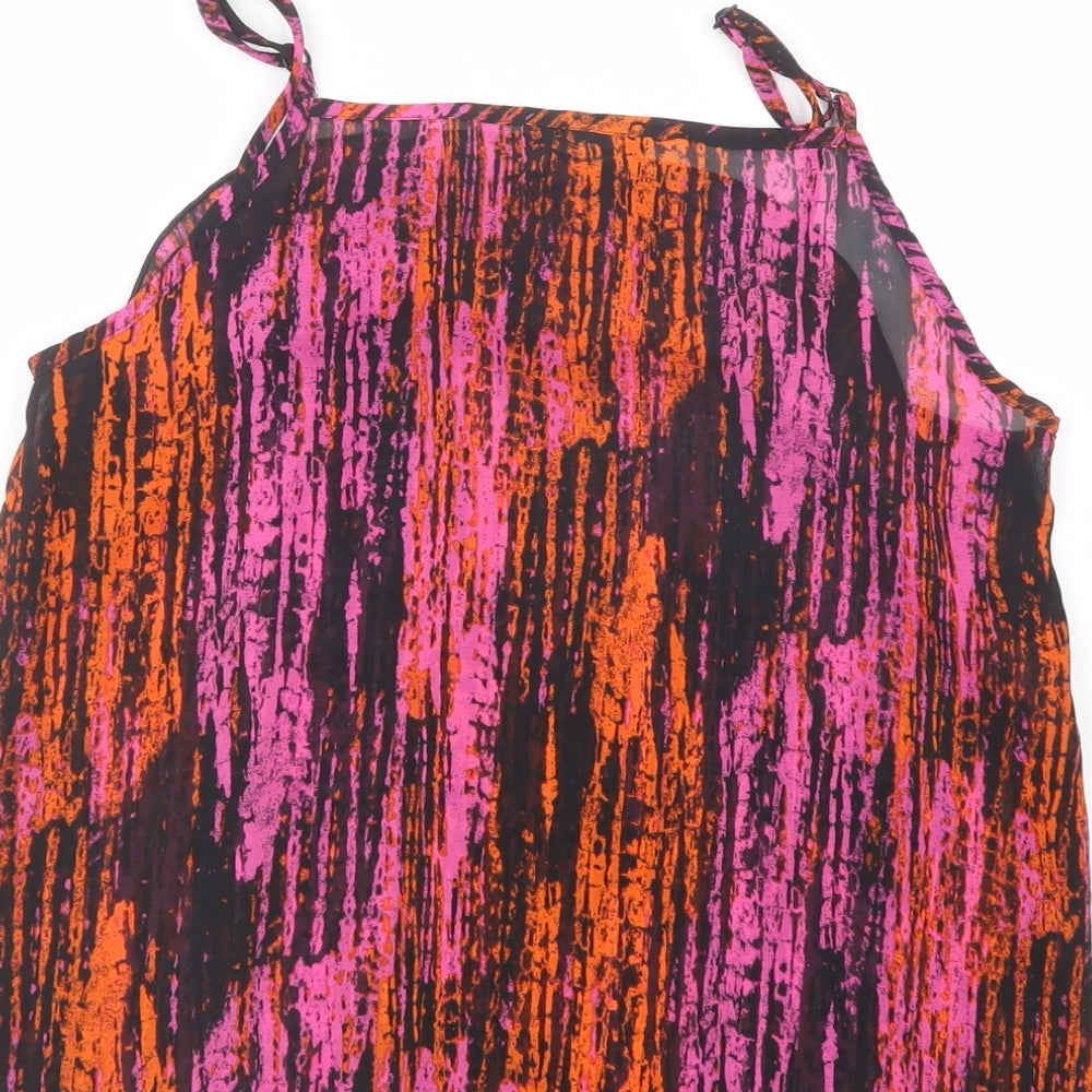 George Womens Purple Geometric Polyester Camisole Blouse Size 8 Square Neck