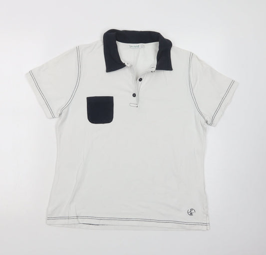 One Up Golf Womens White Cotton Basic Polo Size L Collared
