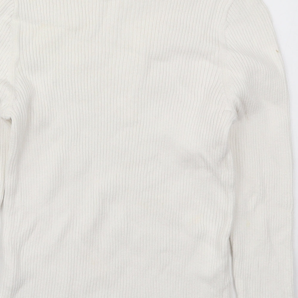 George Girls White Roll Neck Cotton Pullover Jumper Size 7-8 Years Pullover