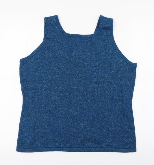 Bonmarché Womens Blue Acrylic Basic Tank Size M Round Neck