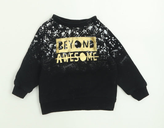 primaerk Boys Black Cotton Pullover Jumper Size 3-6 Months Button