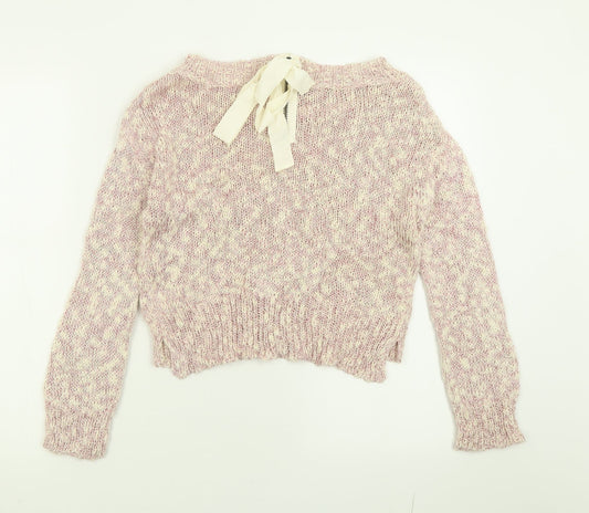 Marks and Spencer Womens Pink Crew Neck Cotton Pullover Jumper Size M