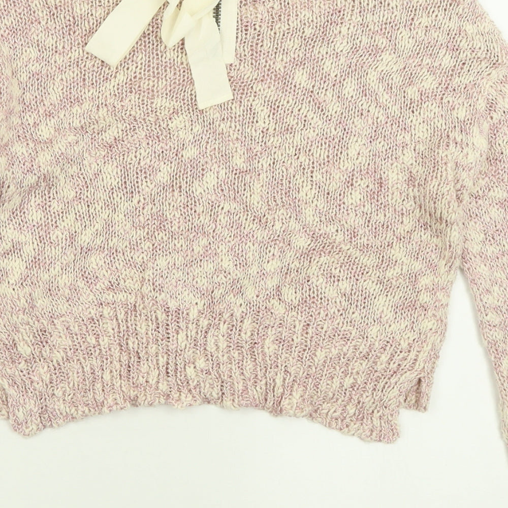 Marks and Spencer Womens Pink Crew Neck Cotton Pullover Jumper Size M