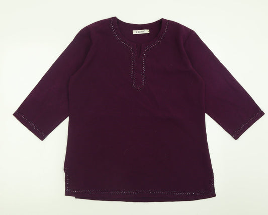 Additional front view of 2-craze women’s purple polyester basic t-shirt, size XL, v-neck