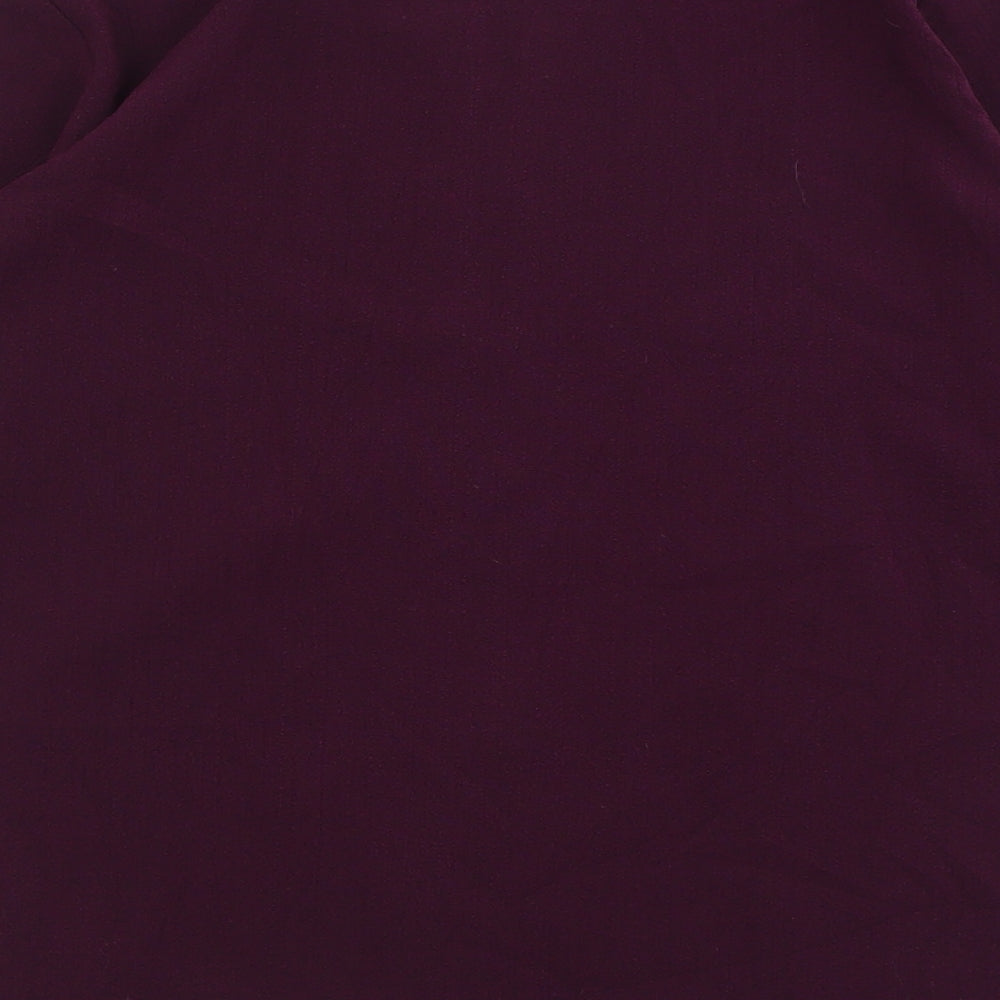 Brand and care label for 2-craze women’s purple polyester basic t-shirt, size XL, v-neck