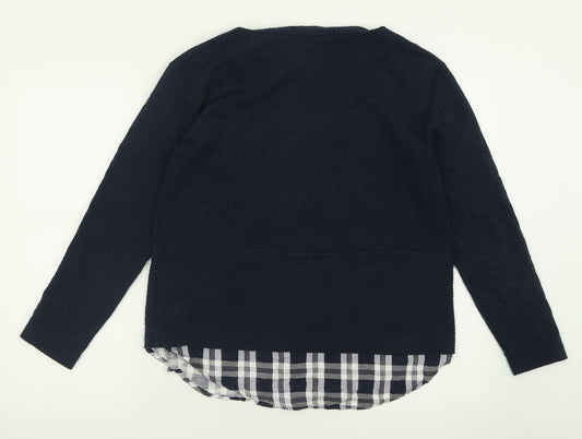 Marks and Spencer Womens Blue Crew Neck Polyester Pullover Jumper Size 12