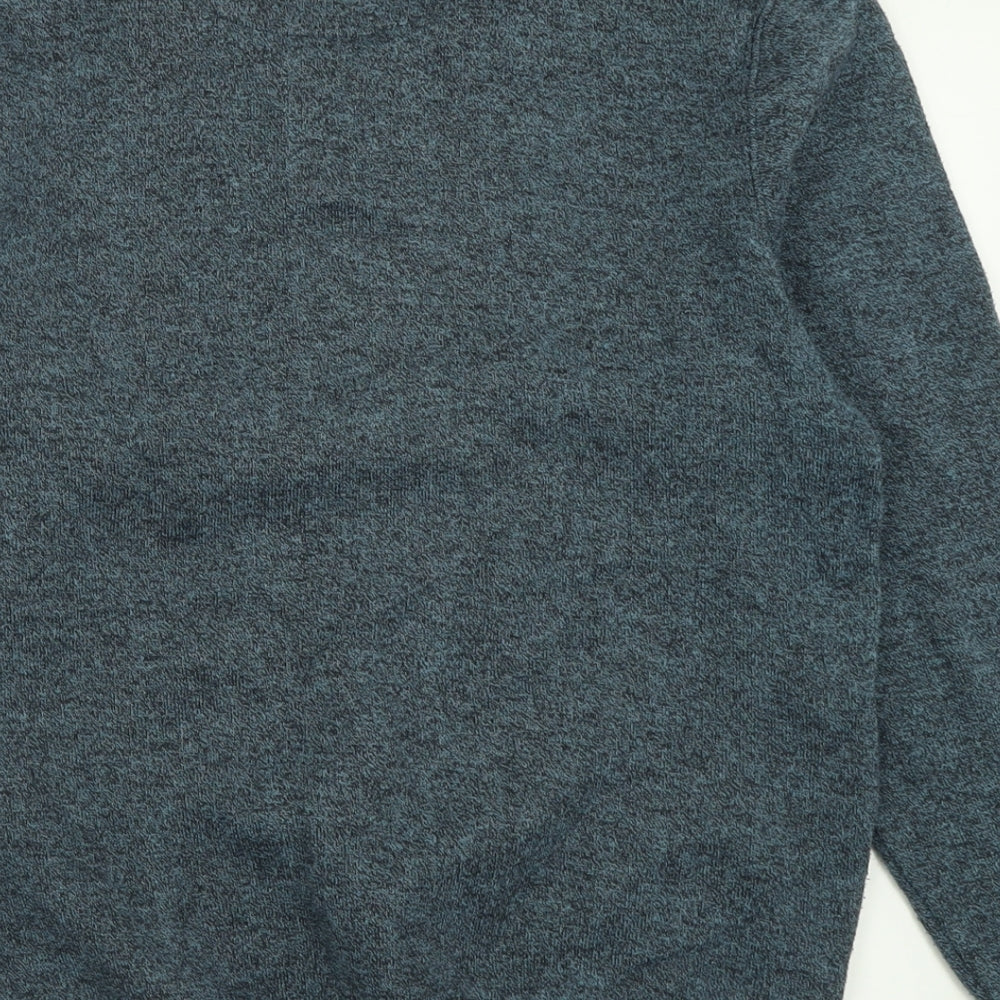 Easy Mens Blue Crew Neck Polyester Pullover Jumper Size S