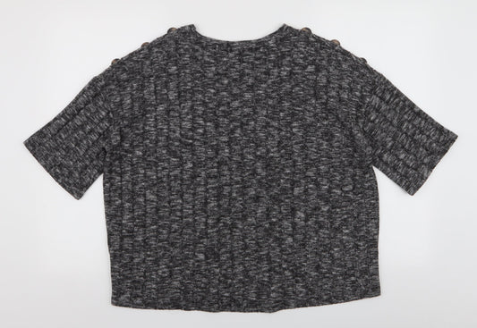 F&F Womens Grey Viscose Basic Blouse Size 12 Round Neck