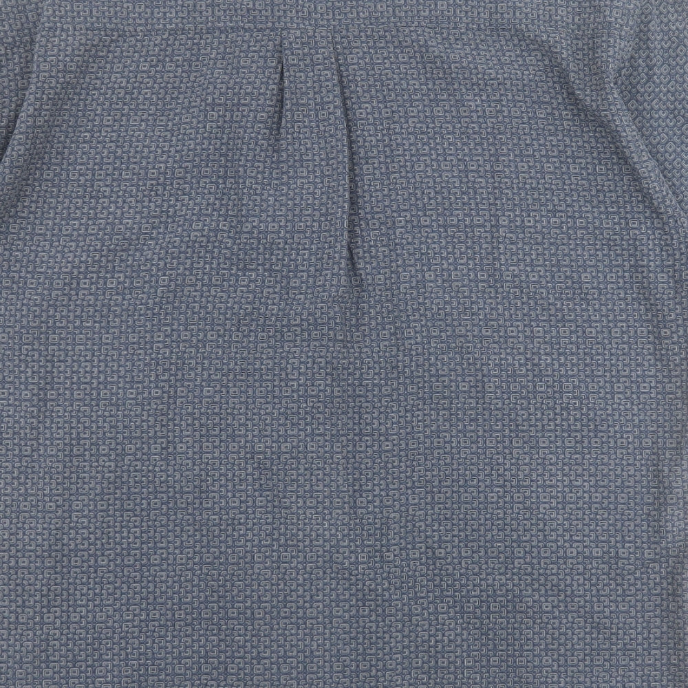 Mens UK Size L Trademark Blue Button-Up Short Sleeve Casual Shirt