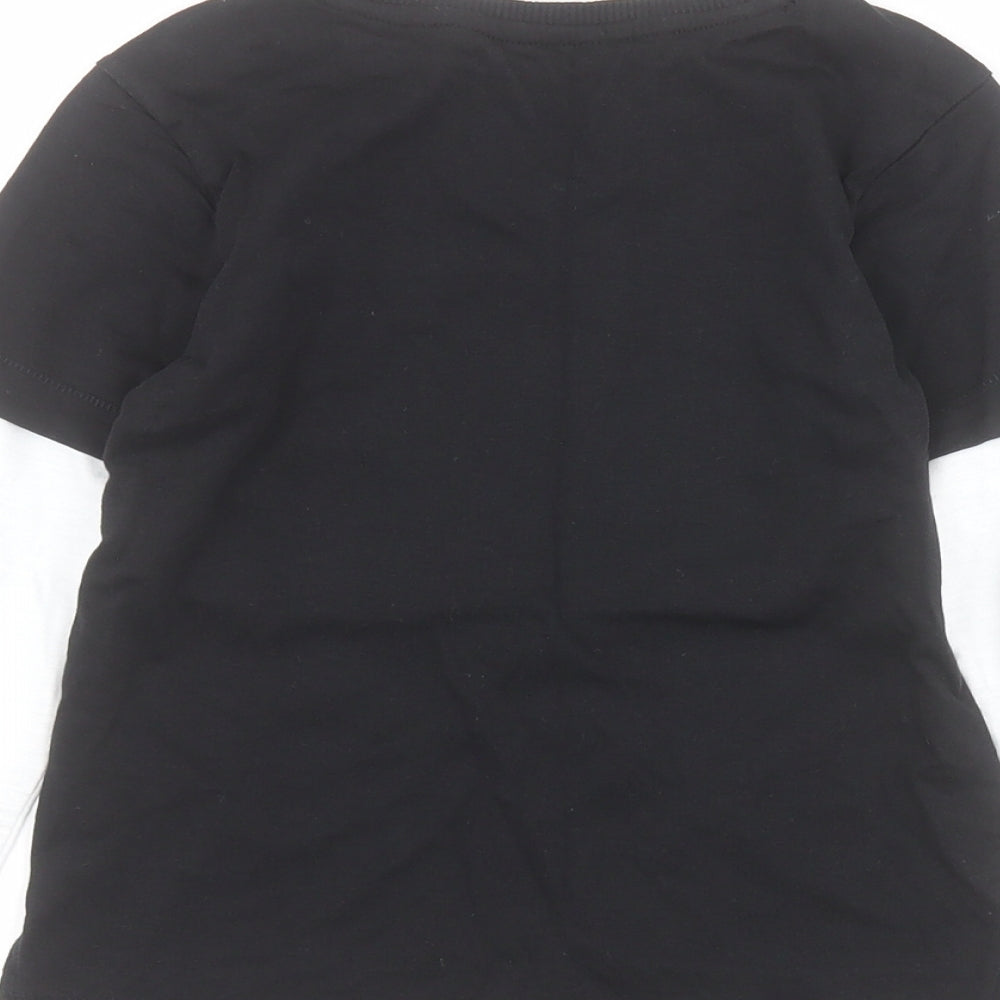 Brand and care label for George boys’ black 100% cotton pullover polo, size 2-3, years crew neck pullover