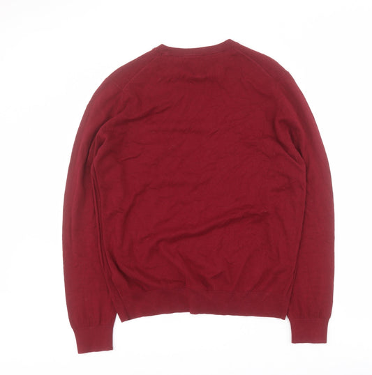 Burton Mens Red Round Neck Cotton Pullover Jumper Size L