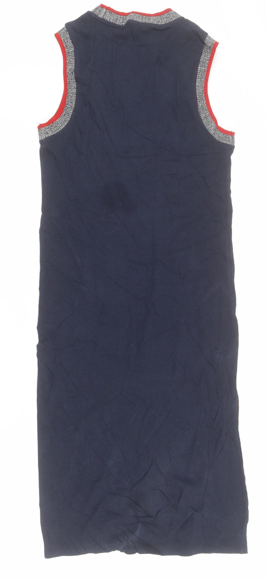 Marks and Spencer Womens Blue Cotton Bodycon Size 14 Round Neck Pullover