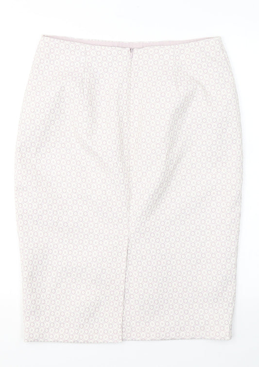 Marks and Spencer Womens Pink Geometric Polyester A-Line Skirt Size 12 Zip