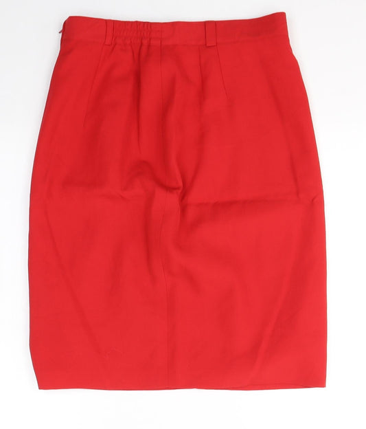 Back view of Gerry Weber women’s red polyester a-line skirt, size UK 12, zip