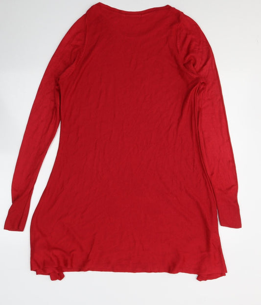 Marks and Spencer Womens Red Acrylic Fit & Flare Size 12 Round Neck Pullover
