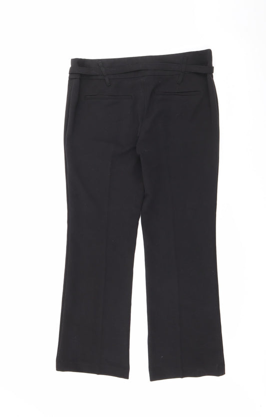 NEXT Womens Black Polyester Trousers Size 12 L28 in Regular Button