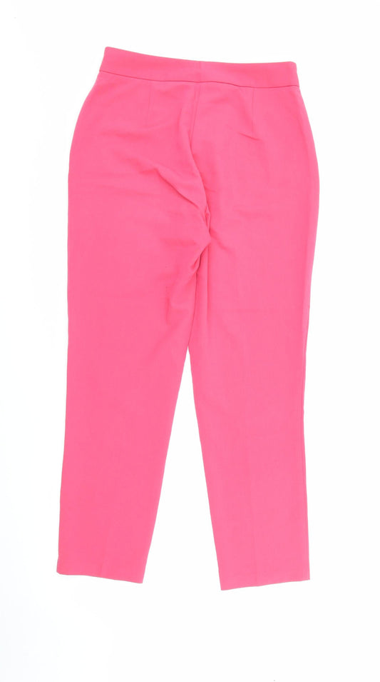 F&F Womens Pink Polyester Carrot Trousers Size 8 L26 in Regular Zip