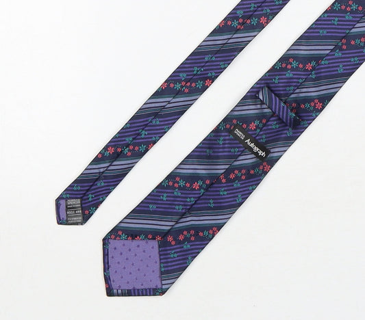 Autograph Mens Multicoloured Striped Silk Pointed Tie One Size