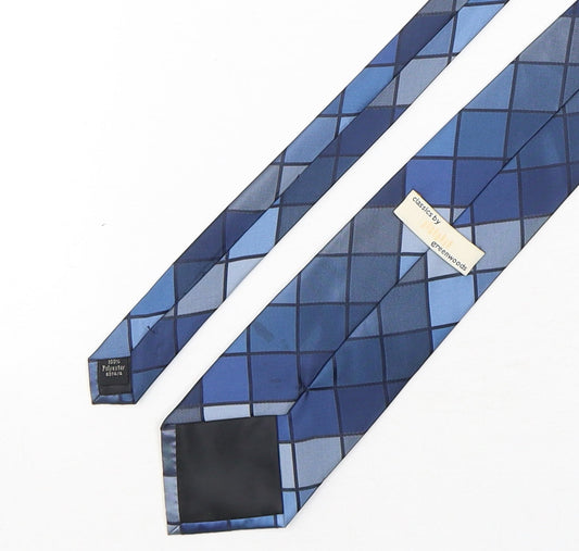 Greenwoods Mens Blue Plaids & Checks Polyester Pointed Tie One Size