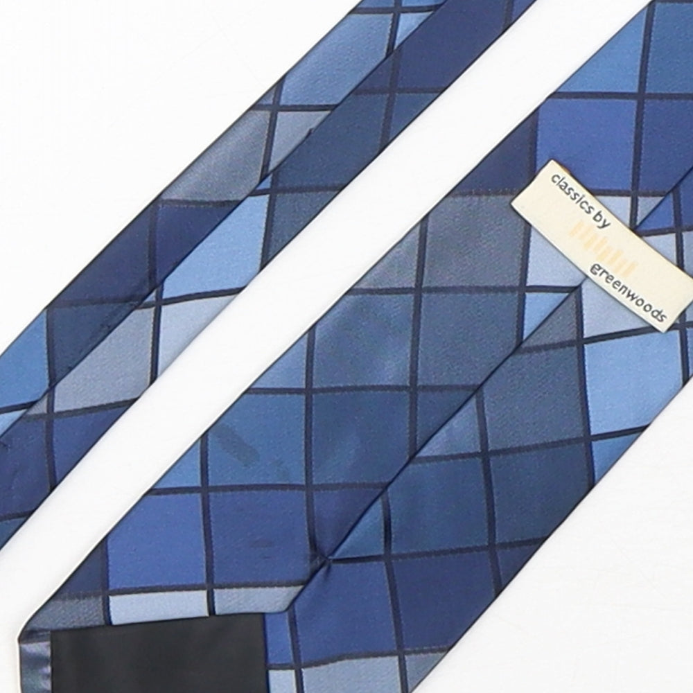 Greenwoods Mens Blue Plaids & Checks Polyester Pointed Tie One Size