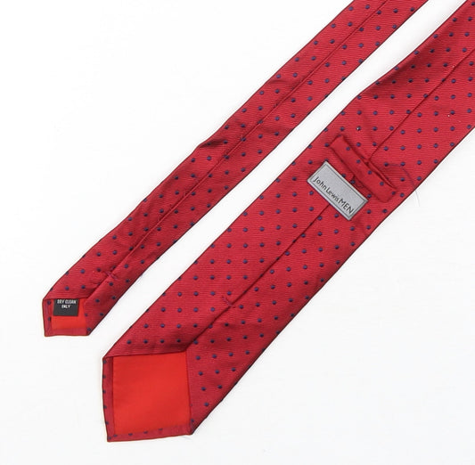 John Lewis Mens Red Polka Dot Silk Pointed Tie One Size
