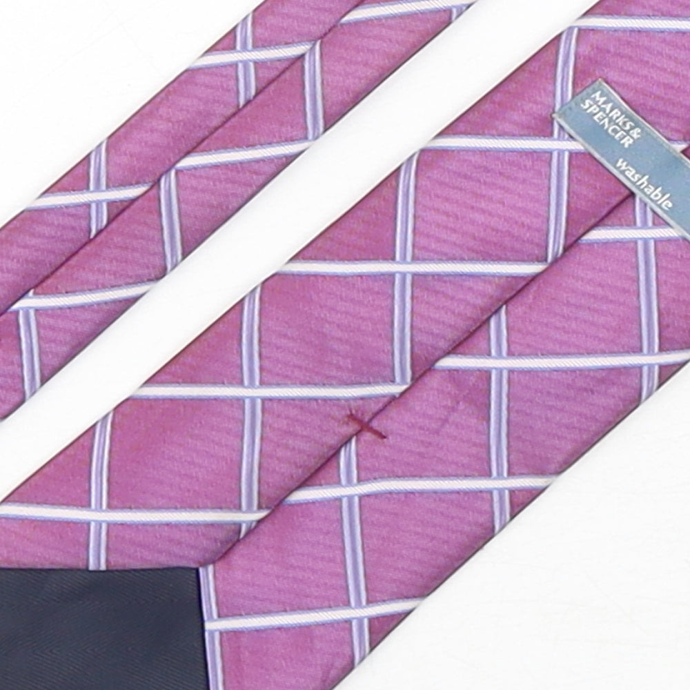 Mens Marks and Spencer Purple Plaids & Checks Pointed Tie