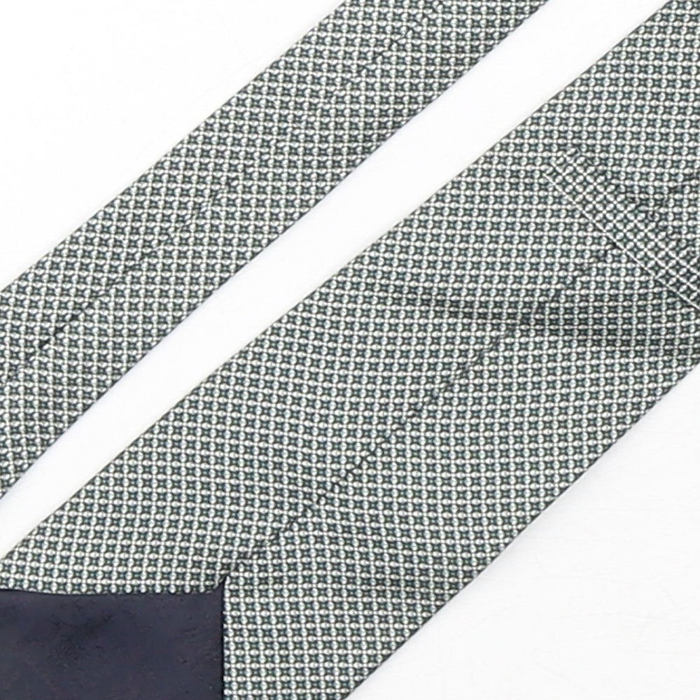 Marks and Spencer Mens Green Geometric Silk Pointed Tie One Size