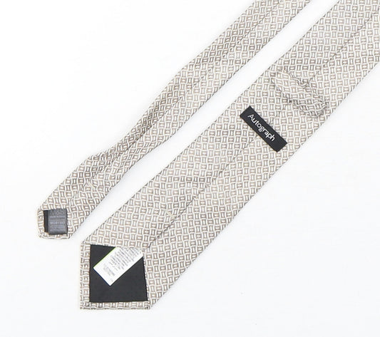 Autograph Mens Beige Geometric Silk Pointed Tie One Size