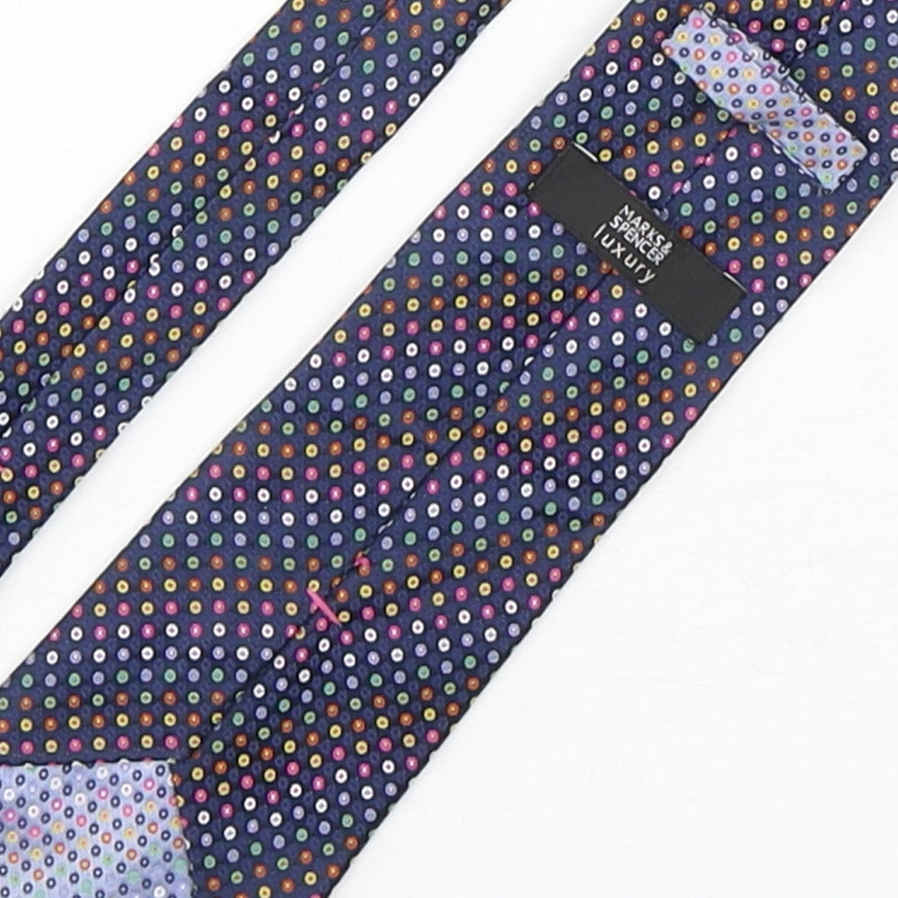 Marks and Spencer Mens Multicoloured Polka Dot Silk Pointed Tie One Size