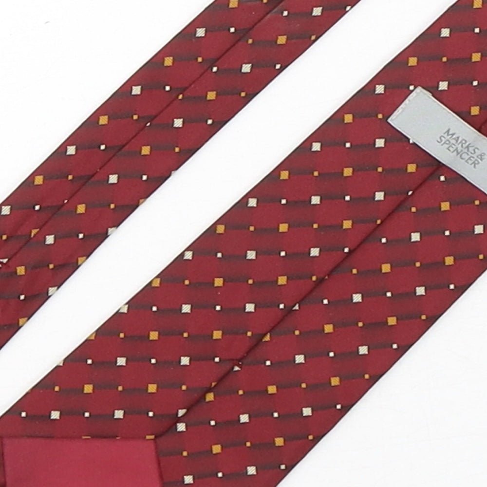 Marks and Spencer Mens Red Geometric Polyester Pointed Tie One Size