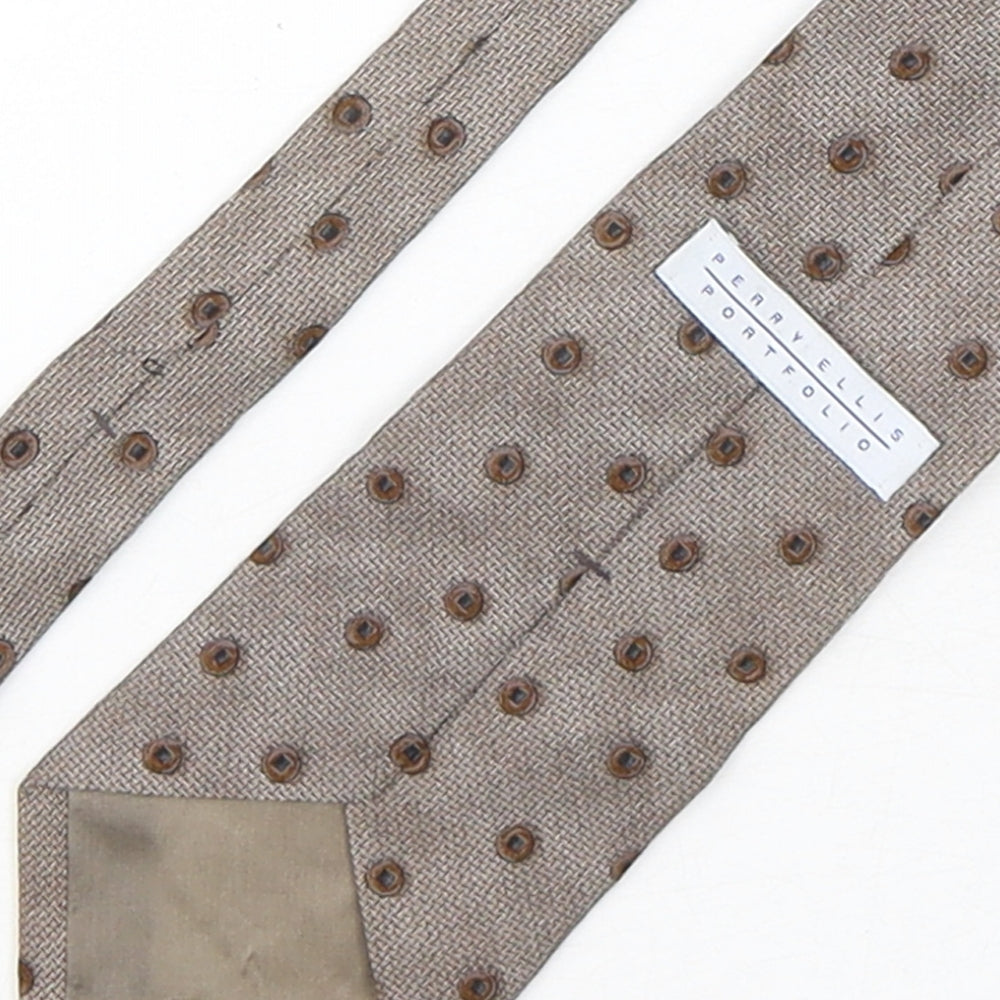 Perry Ellis Mens Brown Polka Dot Silk Pointed Tie One Size