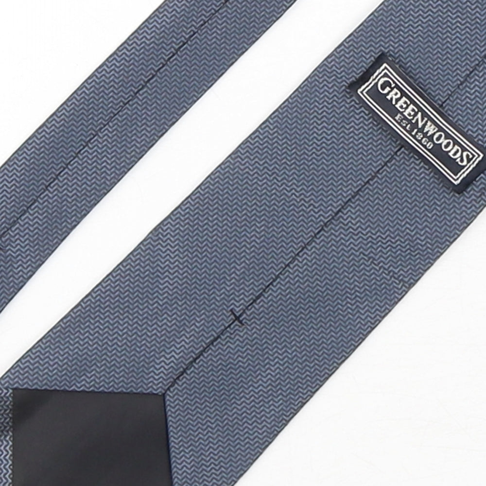 Greenwoods Mens Blue Polyester Pointed Tie One Size