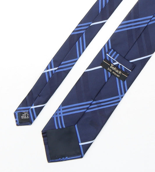 Tie Rack Mens Blue Plaids & Checks Silk Pointed Tie One Size