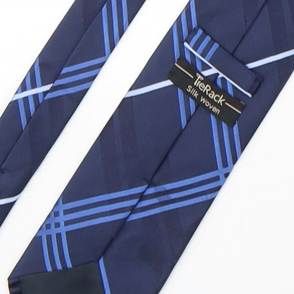 Tie Rack Mens Blue Plaids & Checks Silk Pointed Tie One Size