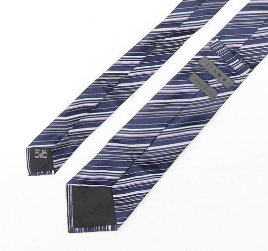 Linea Mens Blue Striped Silk Pointed Tie One Size