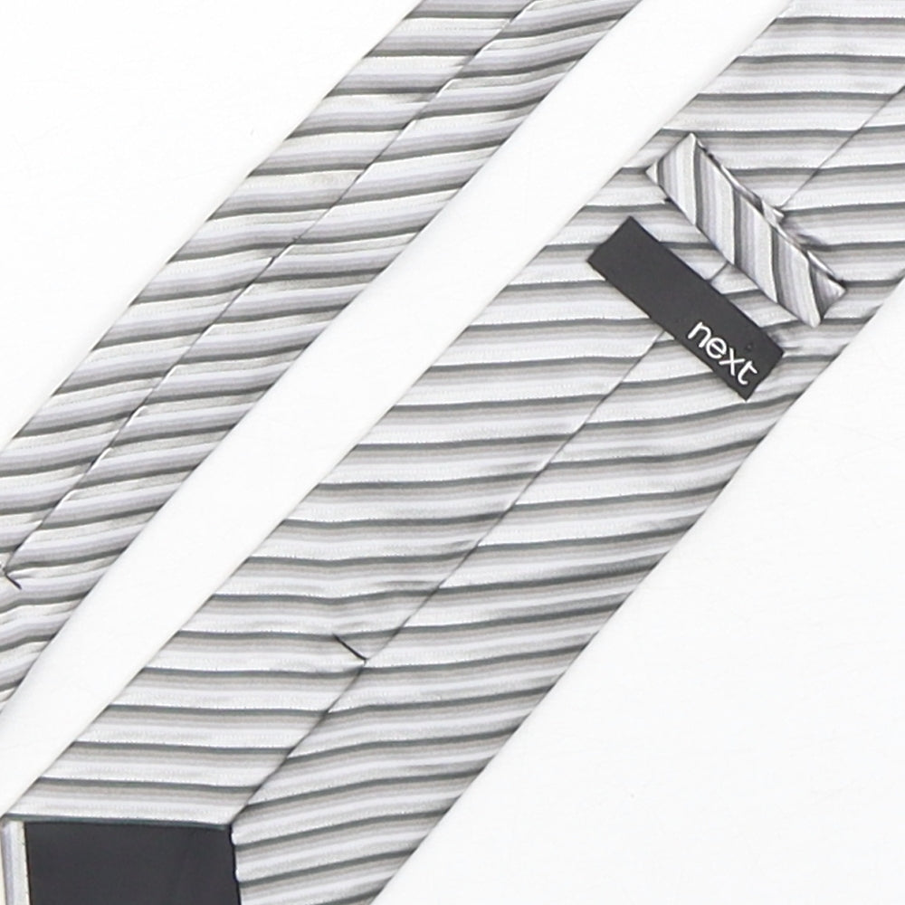 Mens NEXT Silver Striped Pointed Tie