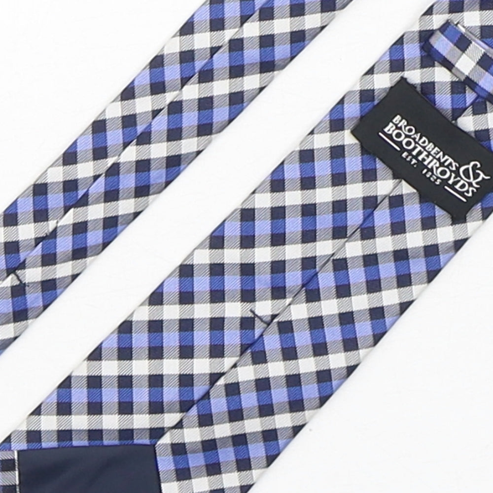 Brand and care label for Broadbent's & Boothroyd's men’s multicoloured plaids & checks silk pointed tie one size