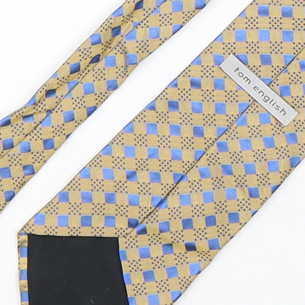 Brand and care label for Tom English men’s multicoloured plaids & checks silk pointed tie one size