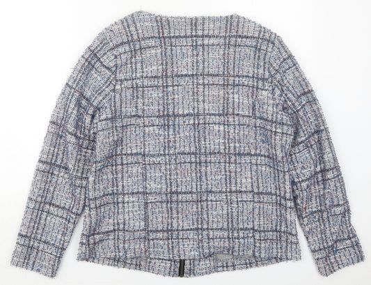 Klass Womens Blue Check Jacket Size 14 Zip