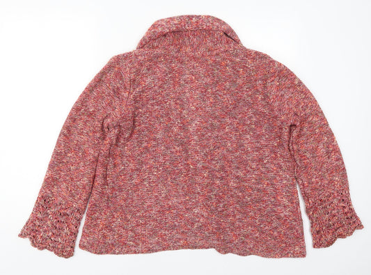 George Womens Pink V-Neck Acrylic Cardigan Jumper Size 14