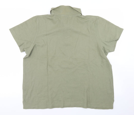 Jumper Mens Green Cotton Polo Size L Collared Button